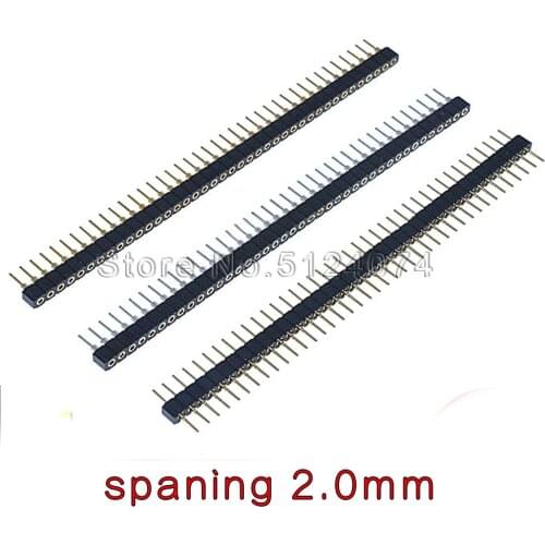 5pcs/lot 2.0 single row round hole row pin 1×40p spacing 2.0mm round row pin row female connector pin female seat gold plating