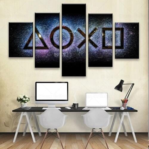 Canvas Prints 5 Pieces Modern Artwork Playstation Console Gaming Arena Photo On Wall Art Artwork Living Room Home Decorations