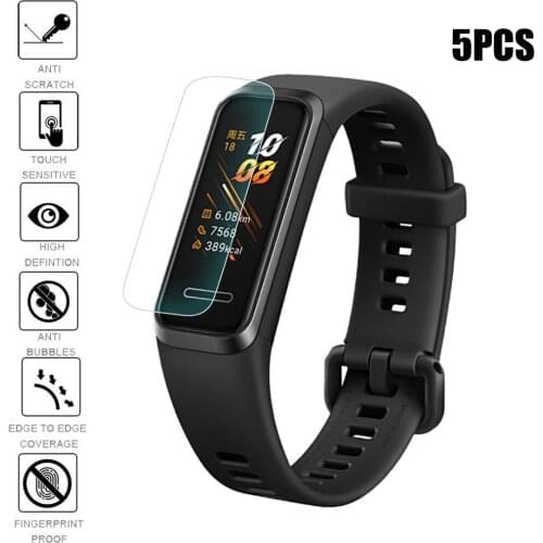 5PCS HD Screen Protector Film For Huawei Band 4 Watch TPU Full Tempered Glass Screen Protector Film Cover Smart Accessories
