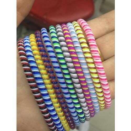 50pcs/lot Good gift Three Colors Solid Color TPU spiral USB Charger cable cord protector wrap cable winder organizer, Hair ring