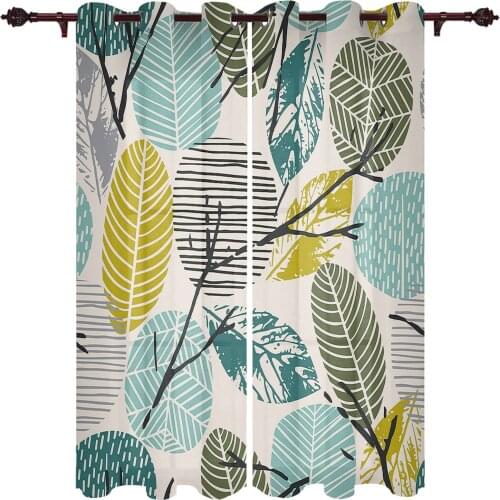 Abstract Leaves Living Room Kitchen Bathroom Curtains For Childrens Bedroom Window Decoration Hanging Cloth Curtains