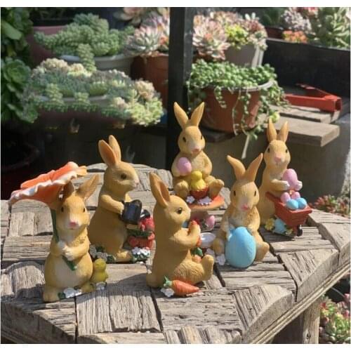 American Cute Girl Heart Rabbit Resin Accessories Outdoor Garden Furnishings Decoration Balcony Courtyard Villa Figurines Crafts