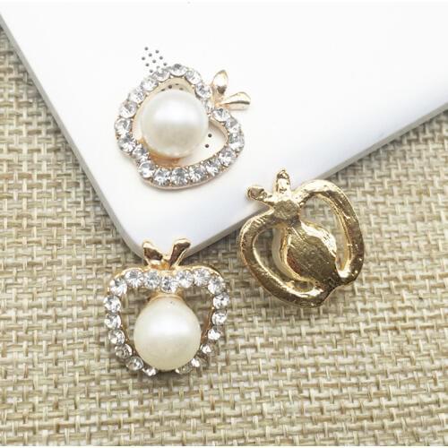 Free Shipping Wholesale 40pcs/lot 15x17mm Rhinestone Flatback Button For Hair Flower Wedding Invitation DIY Button ZIJE022