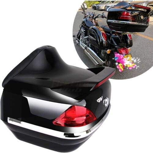 Black Motorcycle Trunk With Lock Scooter Top box Durable Rear Storage Luggage Topbox Case For Honda Yamaha Suzuki Kawasaki