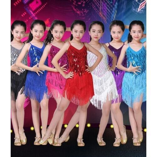 Children Latin Dance Dress Girls Ballroom Dance Competition Dresses kids Salsa /Tango / Cha Cha Rumba Stage Performance Outfits