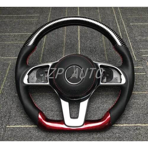 For Mercedes Benz A ClassCarbon Fiber and Napa Leather Steering Wheel with Customized Trim