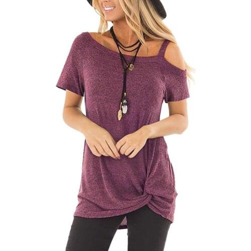 Sexy T Shirt Women Cold-shoulder Short Sleeve 2021 New Summer Tee Shirts Women Clothes Fashion Tie Long Tees Female camiseta