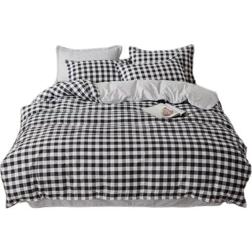 Luxury Grid Bedding Sets 3/4pcs Geometric Pattern Simple Lattice Bed Linings Duvet Cover Bed Sheet Pillowcases Cover Set