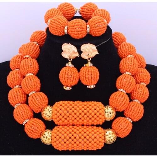 Dudo Big Balls African Jewelry Set 100% Handmade Orange Crystal Bridal Jewelry Sets Women Jewellery Sets 2017 Free Shipping New