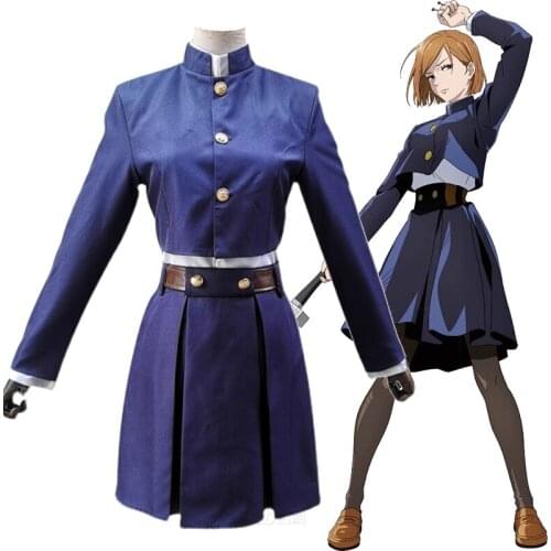 Anime Comic Jujutsu Kaisen Cosplay Costumes Kugisaki Nobara Cosplay Costume School Uniforms Clothes Suits Wear outfit Dress Blue