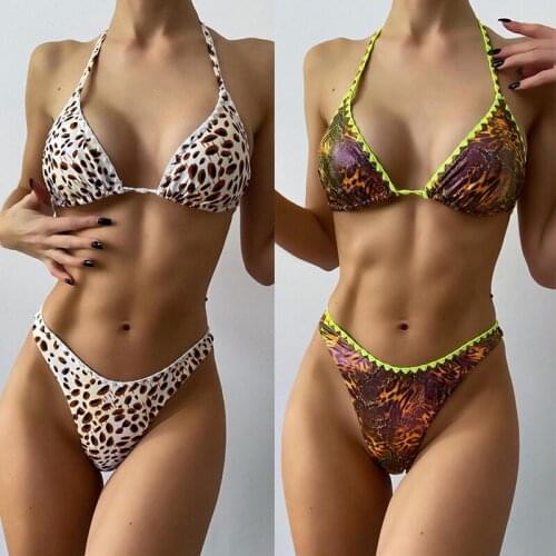 Sexy Leopard Bathing Suits Woman 2021 Summer Pool Party Split Two Piece Swimsuit Push Up Bikini Set Girl Beach Swimwear