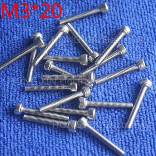 M3*20 Cylinder head inner hexagon screw 304 Stainless steel 20mm screw socket head screws inner hexagonal head bolt 50pcs