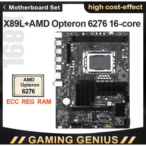 JINGSHA Socket G34 Motherboard X89L DDR3 Dual Channel max 32G Memory SATA II USB3.0 G34 mainboard Set with AMD Opteron 6276 CPU