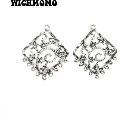 New Fashion 48*40mm 8pieces/bag Zinc Alloy Rhombus Branches Connectors Linker Charms Diy Earring Bracelets Jewelry Accessories