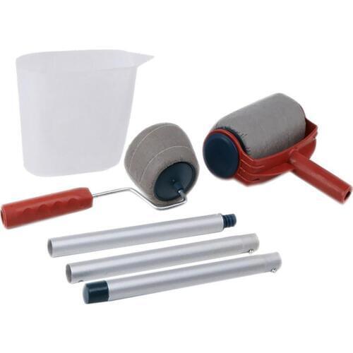 New 6Pcs/Set Washable Polypropylene Handheld Roller Brush Flocked Edger Wall Painting Runner Kit Tool Easy to Use