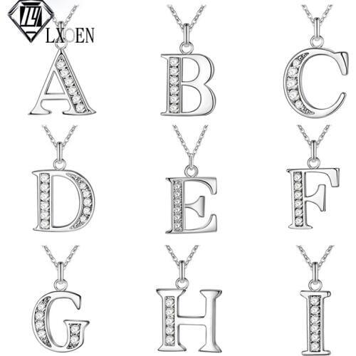 LXOEN New Fashion Cubic Zirconia Alphabet 26 Letters Pendant Necklaces for Lady Women Jewelry Gifts