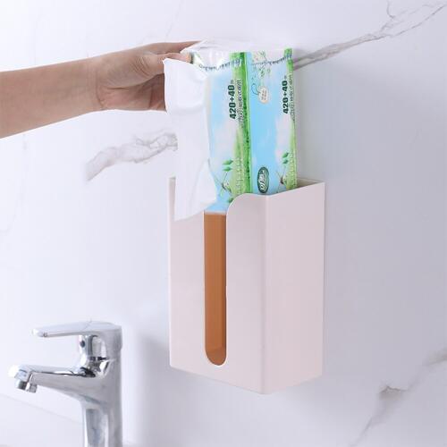 ABS Toilet Paper Tray Wall Mount Punch-free Toilet Paper Holder Shelf Tissue Box Kitchen Bathroom Multi-function Storage Box