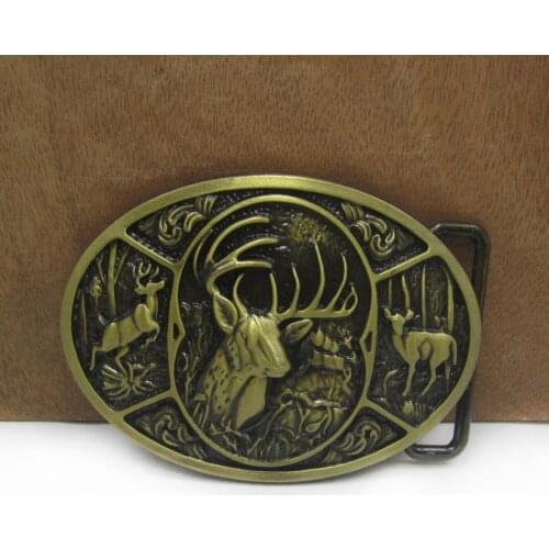 BuckleClub wholesale zinc alloy retro western DEER hunting jeans gift belt buckle FP-02177-1 for men 4cm width loop