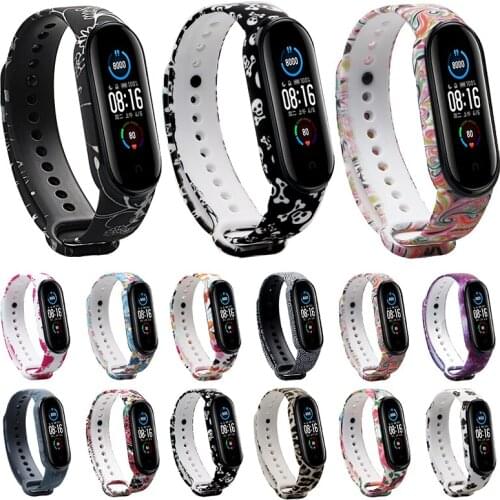 Fashion Flower Floral TPU Wristband Strap for Xiaomi Mi Band 6 Replacement Accessories Colorful Sport Adjustable Watchband