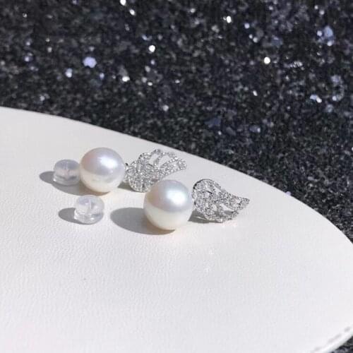 Wedding Gift 925 Sterling Silver Earrings Findings Settings Base Mountings Parts Mounts for Pearls Agate Crystal Stones Jade