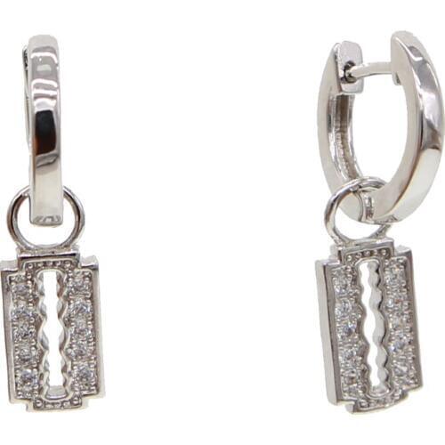 Unique Chic european women fashion jewelry two way used circle drop charm dangle cz earring gold silver color