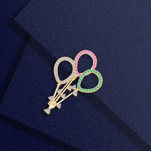 Luxury Balloon Colorful Cubic Zirconia Brooches for Women Men Coat Dress Accessories Female Corsage Wedding Pin Broche Gift