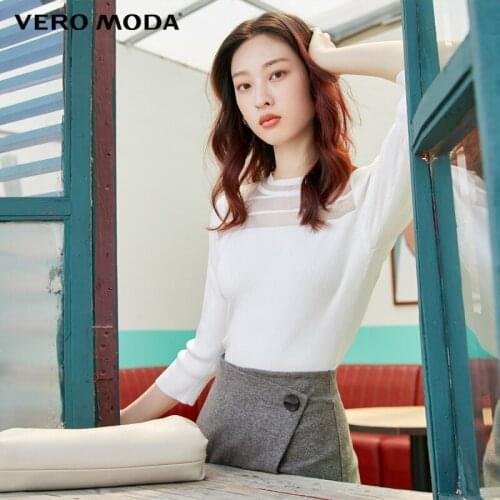 Vero Moda Women Retro Round Neckline Slim Fit Stretch Knitted Top Sweater | 320324011