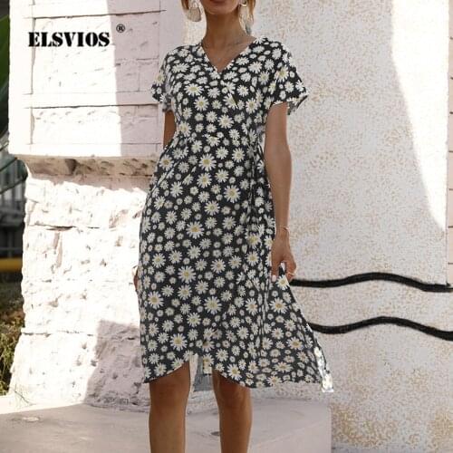 Summer Floral Split Dress Female V-Neck Fashion Lace-Up Waist Irregular Vestidos Women Casual Slim Boho Beach Holiday Midi Dress