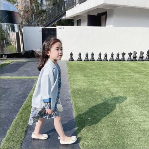 2021 Korean style girls blazer cotton fashion long sleeve autumn girls coat 4-9t B571