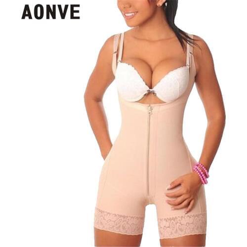 AONVE Women Bodysuit Slimming Sheath Corset Modeling Strap Shaperwear Lace Sexy Body Shaper With Zipper Waist Trainer