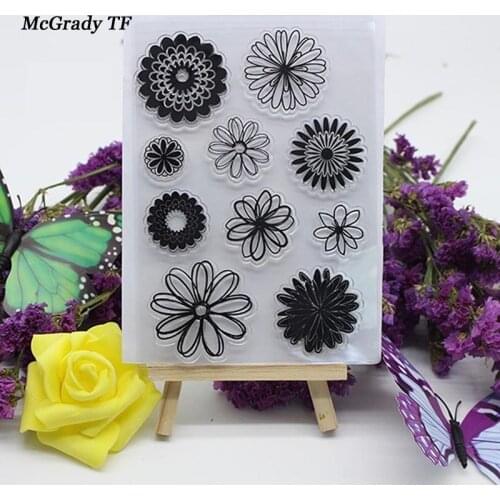 1PCS Flowers Srapbooking Stamps DIY Photo Cards Rubber Clear Stamp Transparent Flowers Sunflower Decoration Tools