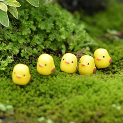 10Pcs Easter Party Mini Chicken Ornaments Resin Fairy Miniature Garden Scene