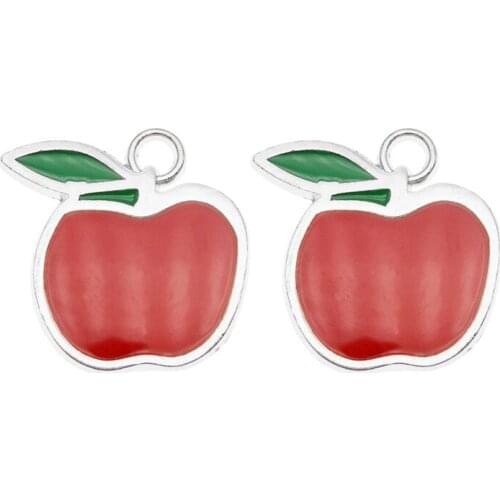 5pcs Enamel Red Apple charms for jewelry making women Dangle earring pendant fruit bracelet necklace charms diy finding Crafts
