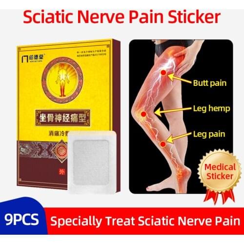 9pc Femoral Head Injury Pain Medical Cold-Compress Stickers Treat Hip Arthritis Lower Back Sore Sciatic Nerve Pain Relief