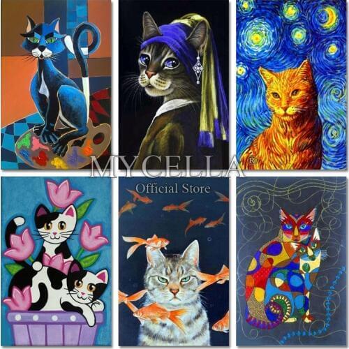 Cartoon Needlework 5D DIY Diamond Painting Cat Diamond Embroidery Cross Stitch fulll Rhinestone Mosaic Painting Home Decor Gifts