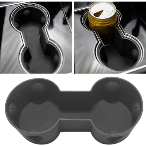 Car Cup Holder For Tesla Model 3 Anti-skid Silicone Water Cup Holder Cover Beverage Holder Double Hole Car Accessories