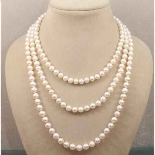 Free shopping! Grade AA 7-8mm white Pink black Natural Akoya Pearl PENDANT Necklace 50"