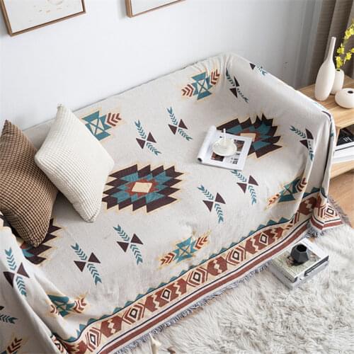 Bohemian Knitted Throw Blanket Chair Lounge Bed Plaid Aztec Tapestry Bedspread Outdoor Beach Sandy Towel Sofa Cover Blanket