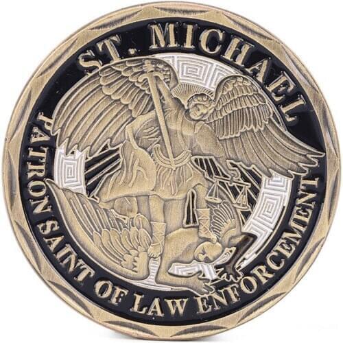 1pc Bronze Police Officer ST Michael Patron Saint of Law Enforcement Challenge Coin United State Coin Collectible Art Collection