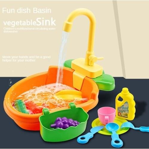 Child Fun Dishwasher Toy Circulation Water Kitchen Multifunction Vegetables Basin Paternity Early Learning Washstand Kids Gifts