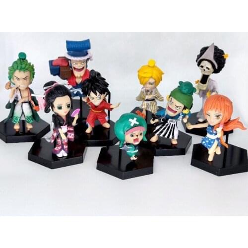9pcs One Piece Wano Luffy Zoro Sanji Robin Nami FRANKY BROOK Usopp Chopper PVC Action Figure Collection Model Toys Doll
