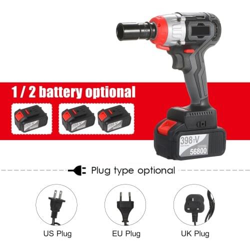Multifunction Electric Wrench Cordless Impact Wrench 980Nm Torque Brushless Motor Variable Speed Impact Wrench with Belt and Box
