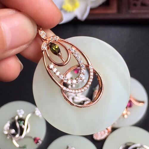 Fine Jewelry Real 925 Steling Silver s925 Myanmer Origin 100% Natural Jade Gemstone Female Pendant Necklaces Christmas Gift