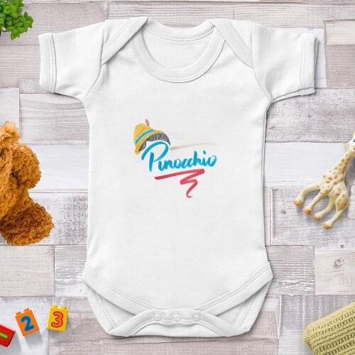Pinocchio Letter Print Cute Baby Rompers Baby Boy Clothes Baby Girl Jumpsuits Harajuku Infant Toddler Newborn Clothes