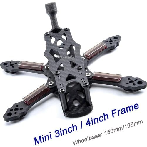 Mini 3inch 150mm 150 / 4inch 195mm 195 Carbon Fiber Frame Kit with 4mm Thickness Arms for For APEX FPV Racing Drone Quadcopter