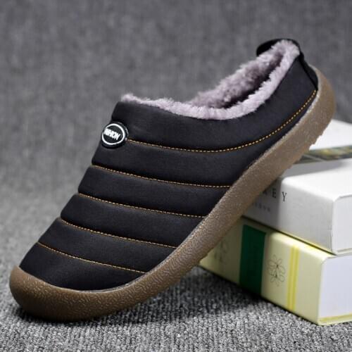 New warm mens slippers plush winter slippers for men waterproof Flip Flops Shoes soft male shoes
