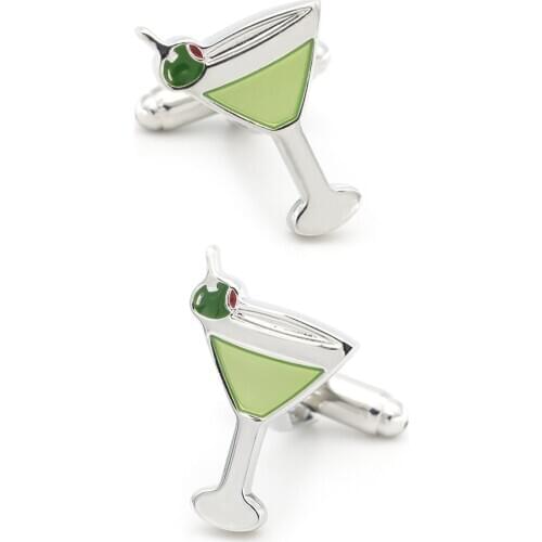 Mens Cocktail Cuff Links Copper Material Green Color
