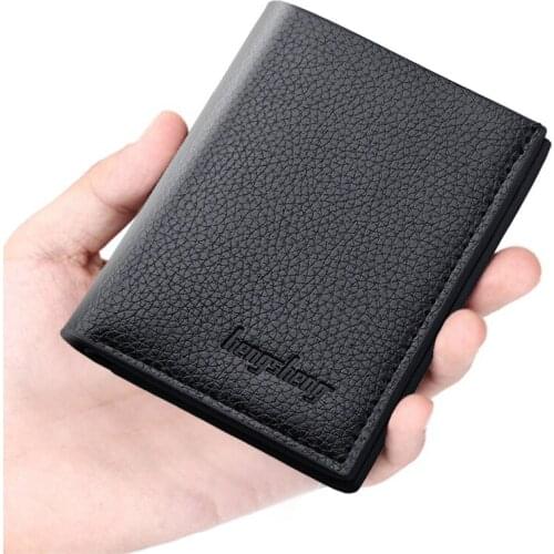 Men Ultra-thin Vertical Wallet Multi-function Coin Purses Multi-card Holder Short Retro Solid Color New Casual Mens Money Clip