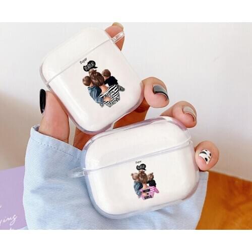 Baby and Mama Super Mom Girl Soft Earphone Case for Airpods 1 2 Wireless Bluetooth Earphone Cover for Airpods Pro Fundas Capas