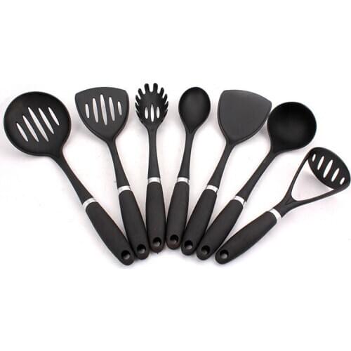 7Pcs Silicone Cooking Tools Kitchen Utensils Set Accessories With Storage Box Tong Spatula with Wood Handle Nonstick Cookware